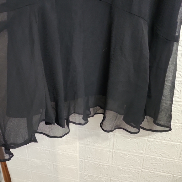 $498 Nanette Lepore Black Chiffon Dress with Cream Embroidery - Picture 8 of 12